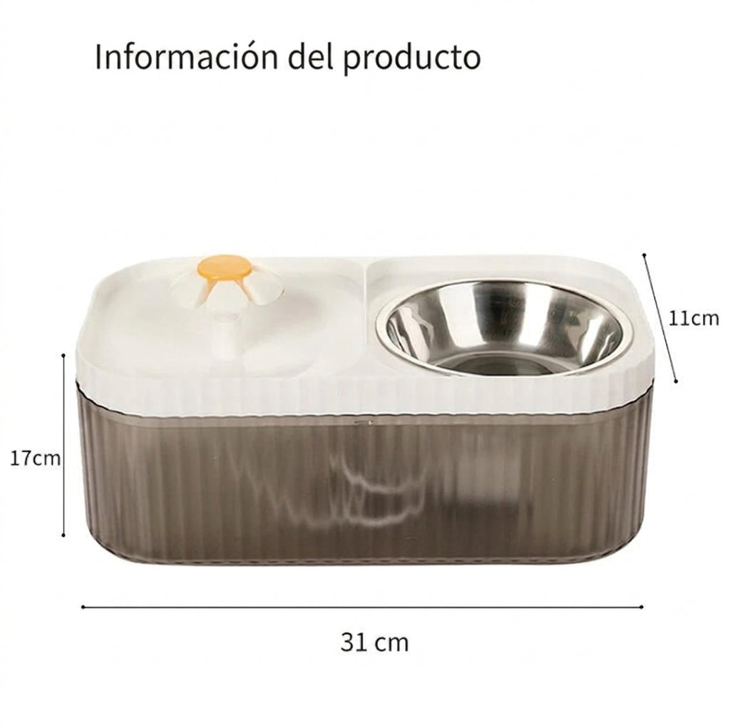 Comedero y bebedero de mascotas con fuente