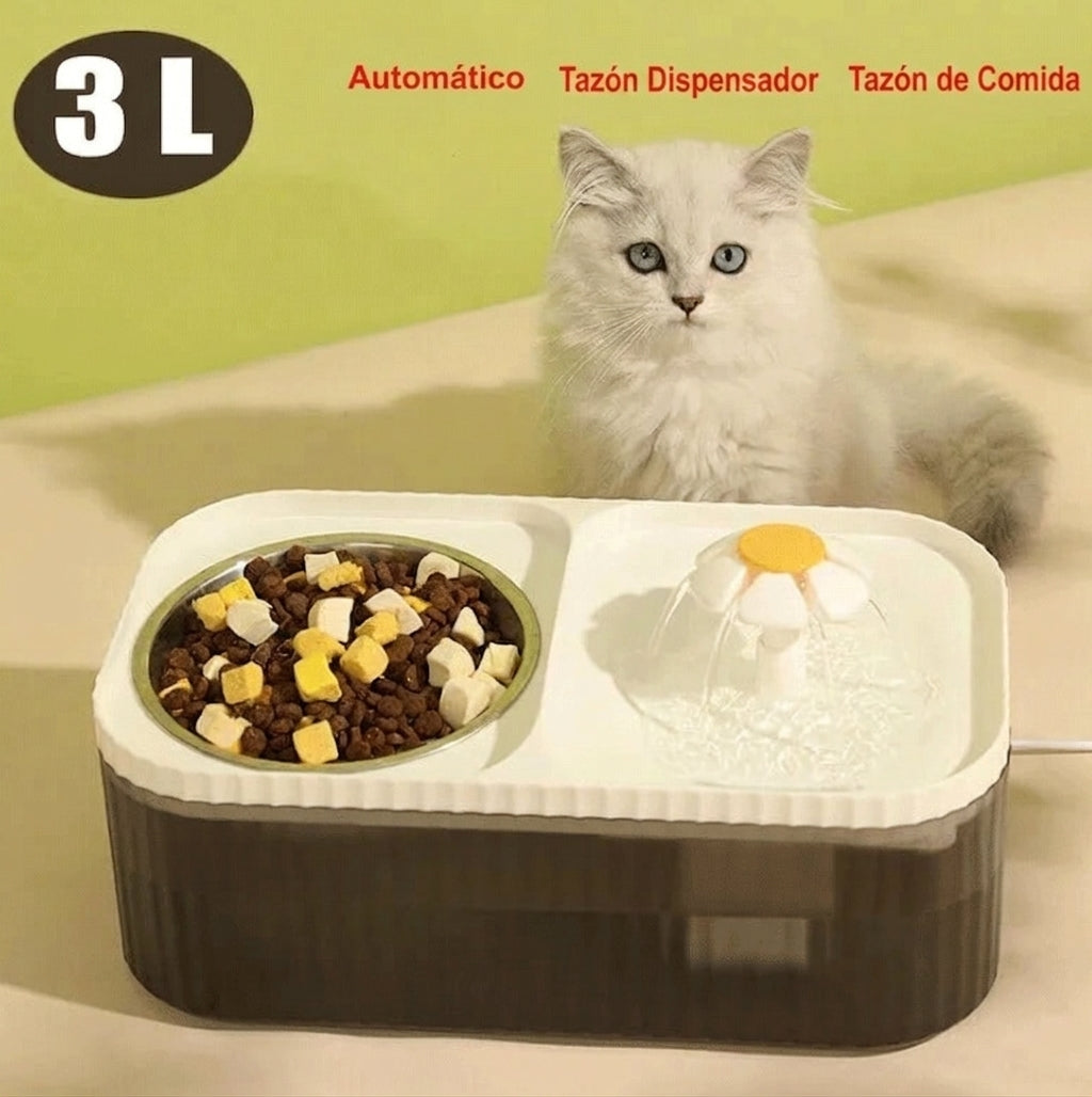 Comedero y bebedero de mascotas con fuente